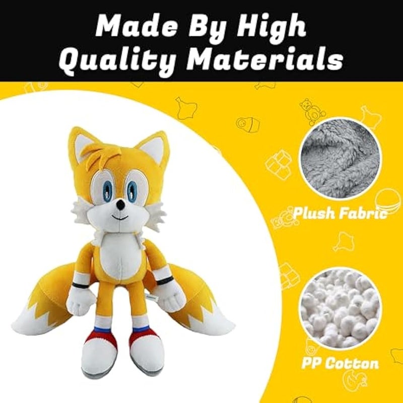 Yellow Sonic Plush Action Figure Animal Hedgehog Super Sonic Ray Flying Squirrel Movie Plush Gift Plush for Kids Boys & Girls Sonic The Hedgehog Toy Tails Plush, Knuckles Plush 12 Inches - Image 3